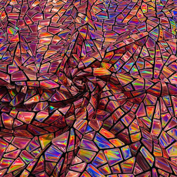 Shattered Glassed Metallic Foil Stretch Velvet Fabric