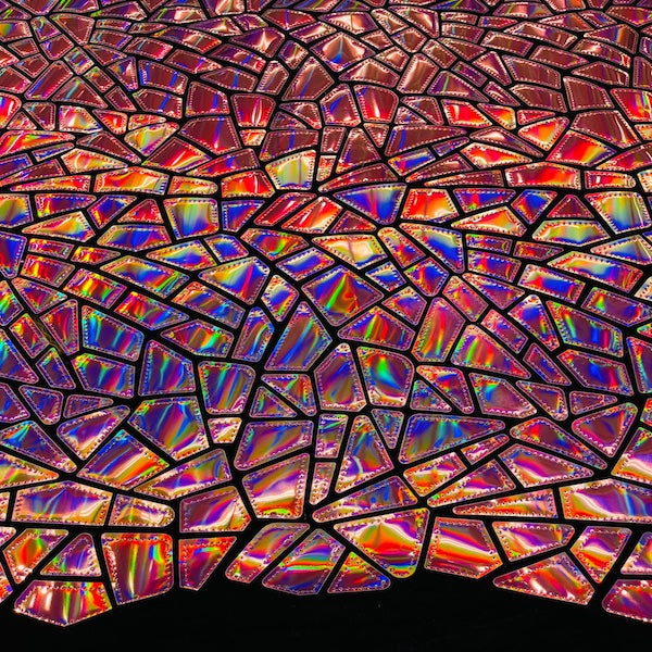 Shattered Glassed Metallic Foil Stretch Velvet Fabric