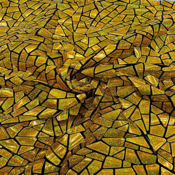 Shattered Glassed Metallic Foil Stretch Velvet Fabric