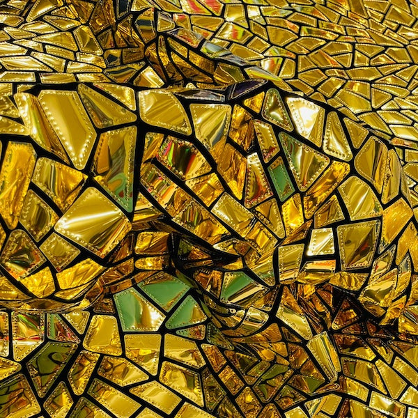 Shattered Glassed Metallic Foil Stretch Velvet Fabric