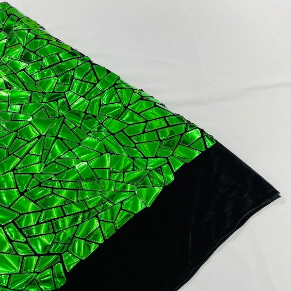 Shattered Glassed Metallic Foil Stretch Velvet Fabric