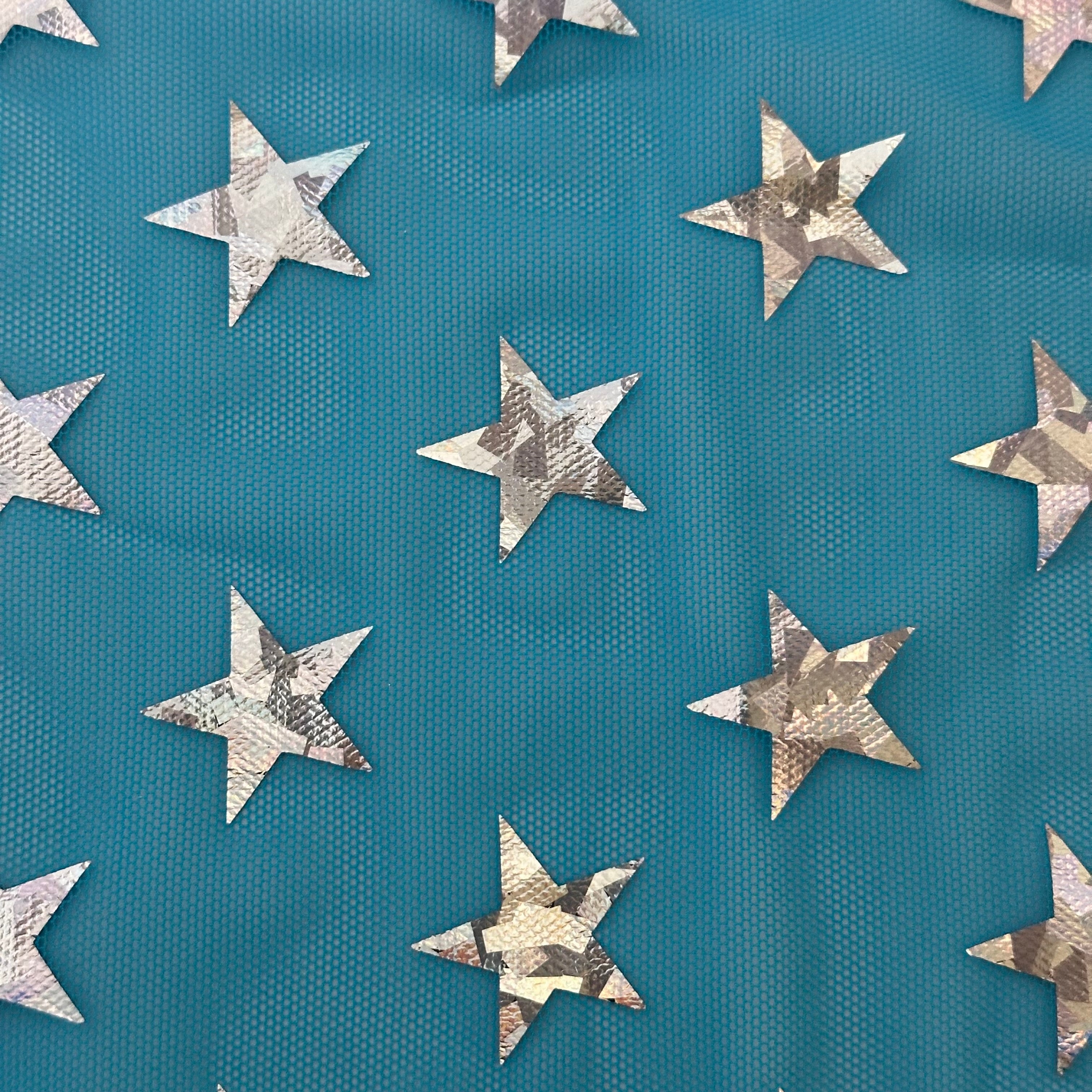 Power Stretch Mesh Star Hologram Foil Fabric | Spandex Palace