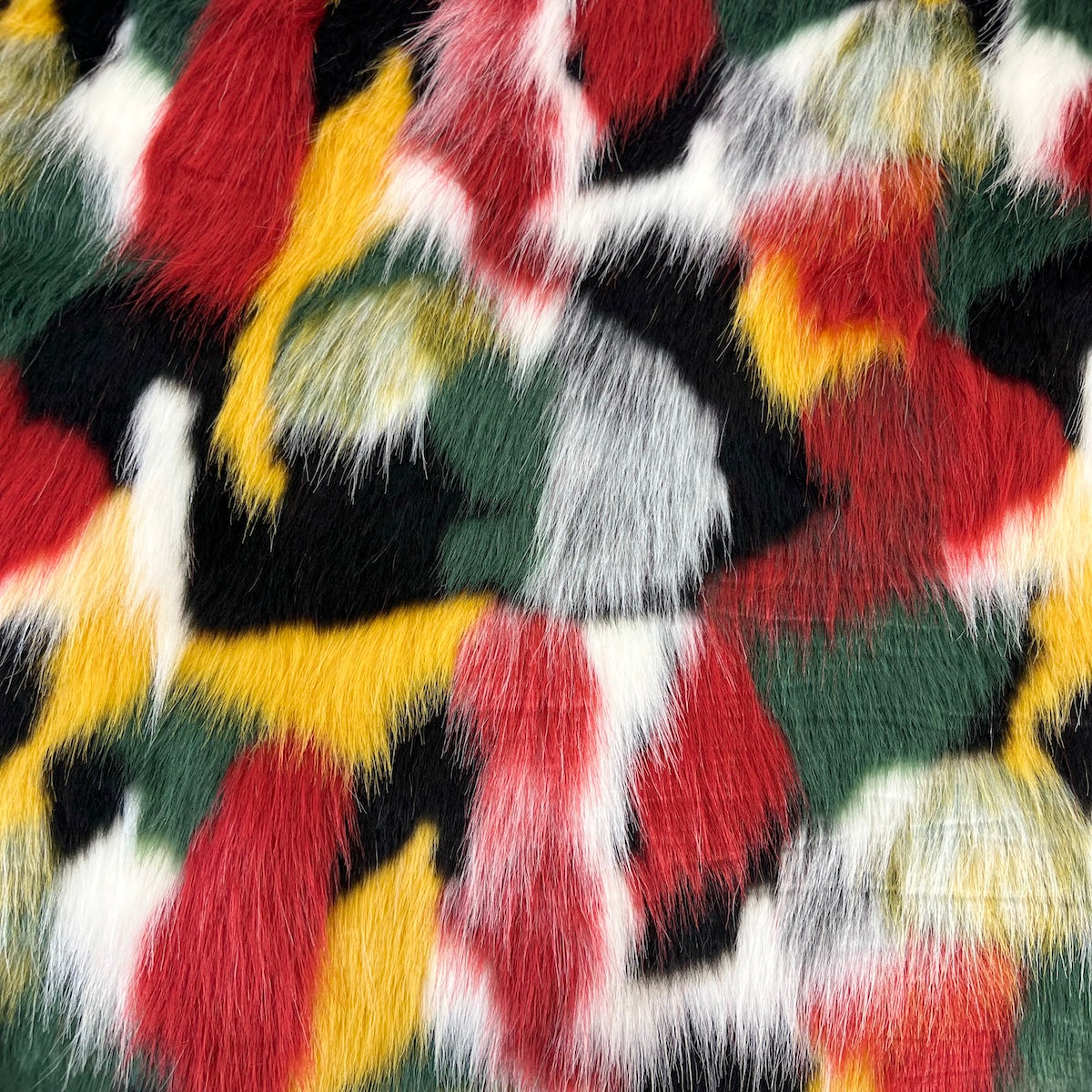 Green | Red | White | Yellow Multicolor Patchwork Apparel Home Decor Faux  Fur Fabric – Fashion Fabrics LLC | Übergangsjacken