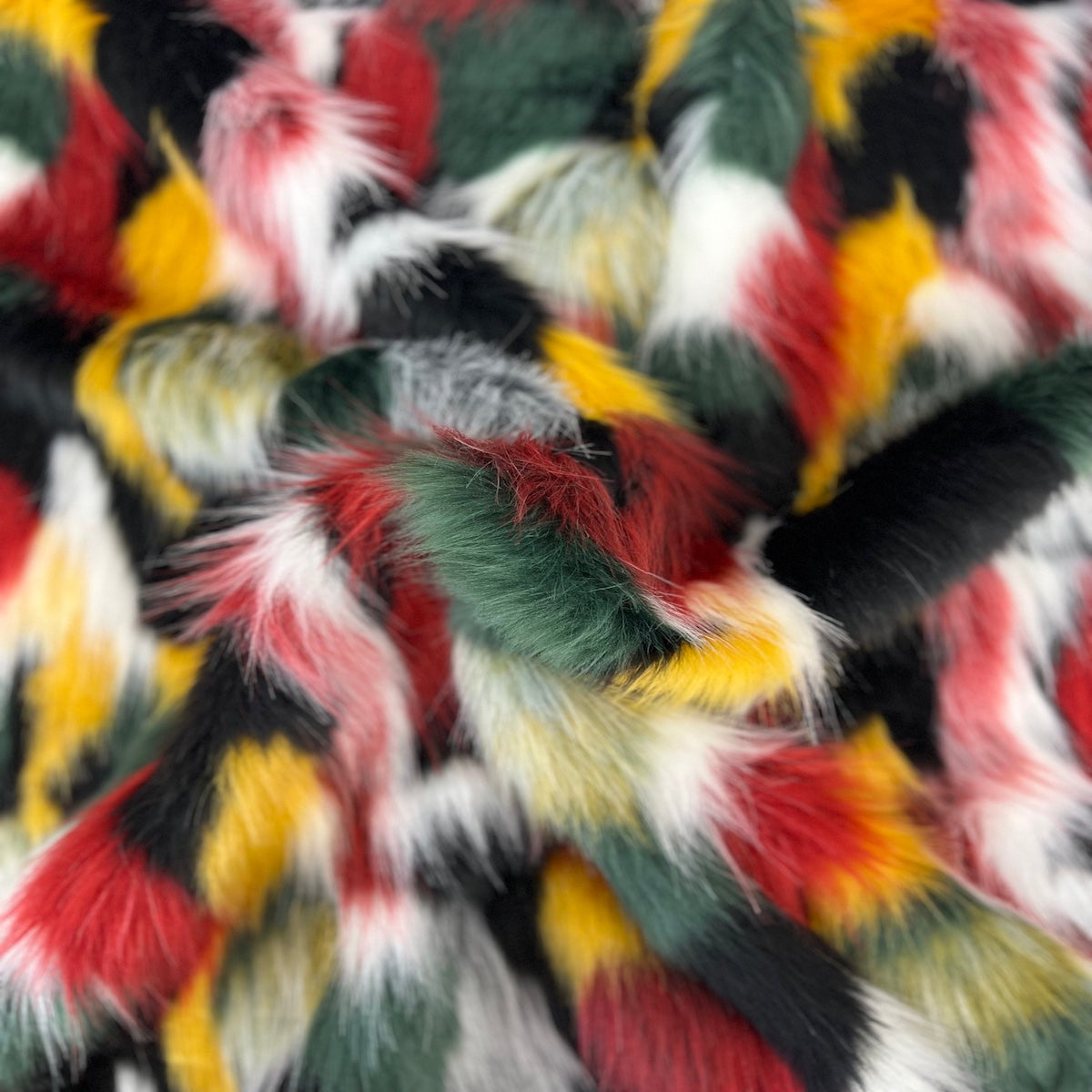 Multicolor Patchwork Faux Fur Fabric