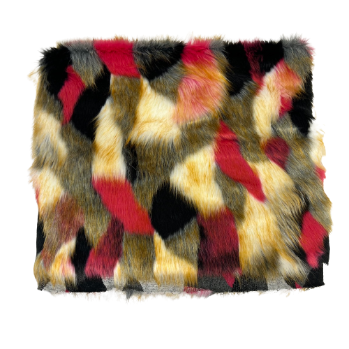 Multicolor Patchwork Faux Fur Fabric