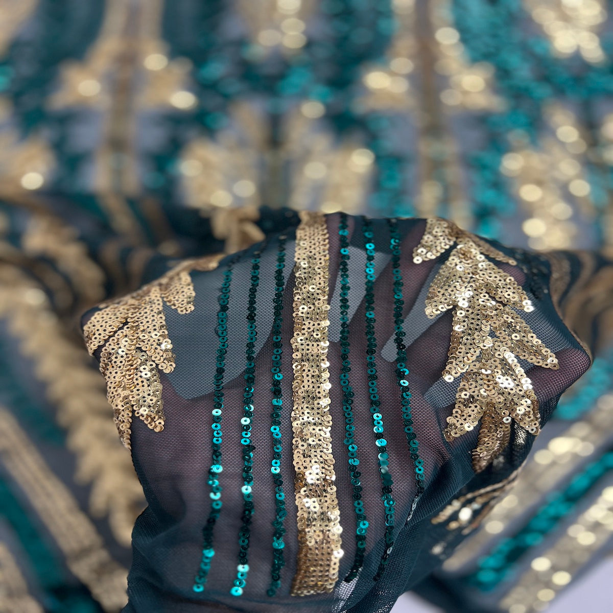 Alina Damask Stretch Sequins Fabric