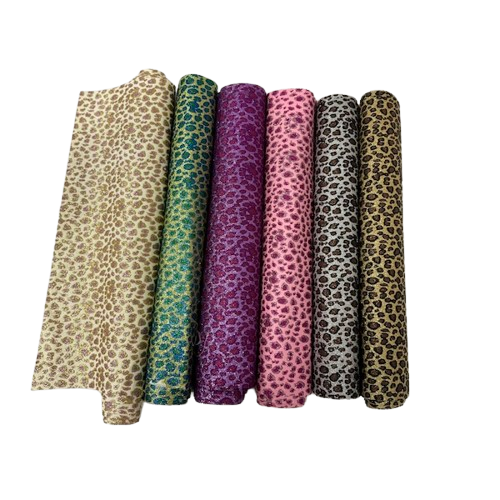 Leopard Print Glitter Canvas Vinyl Fabric