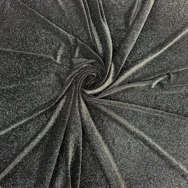 Misty Glitter Stretch Velvet Spandex Fabric