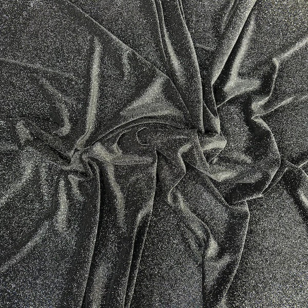 Misty Glitter Stretch Velvet Spandex Fabric