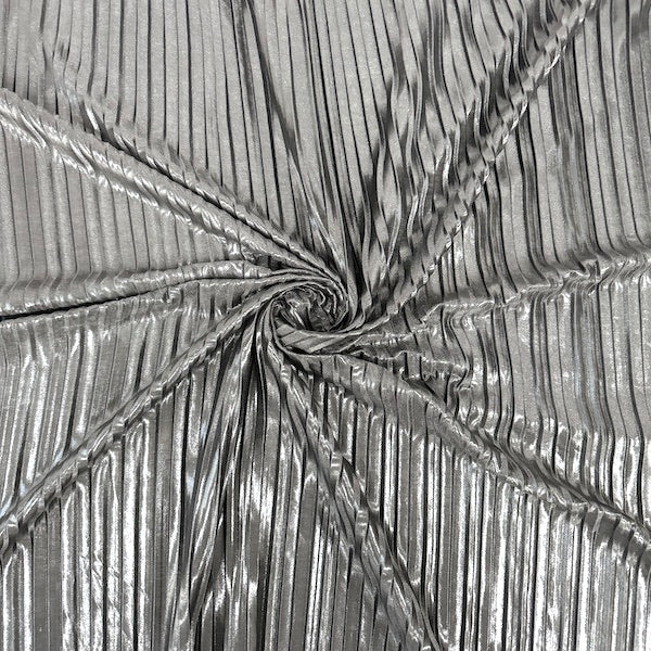 Metallic Pleated Foil Spandex Fabric