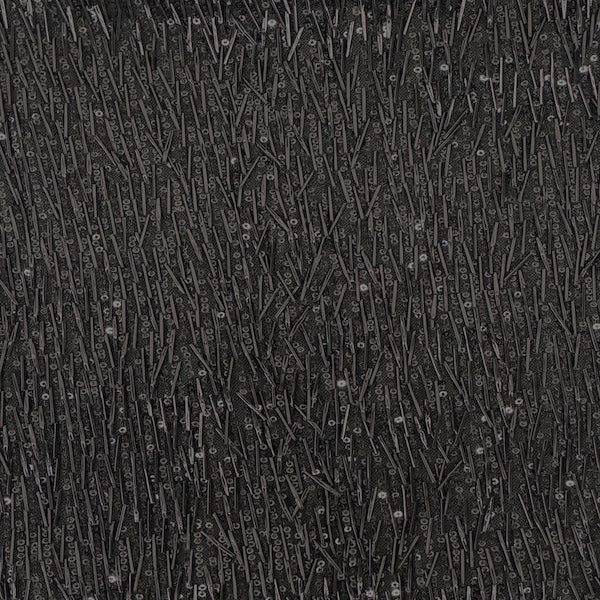 Black French Fringe Sequins Fabric - Sold By The Yard