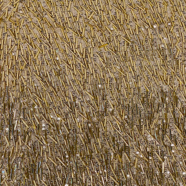 Gold French Fringe Sequins Fabric - Sold By The Yard