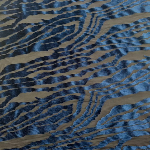 Zebra Print Burnout Stretch Velvet Fabric