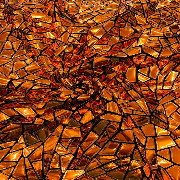 Shattered Glassed Metallic Foil Stretch Velvet Fabric