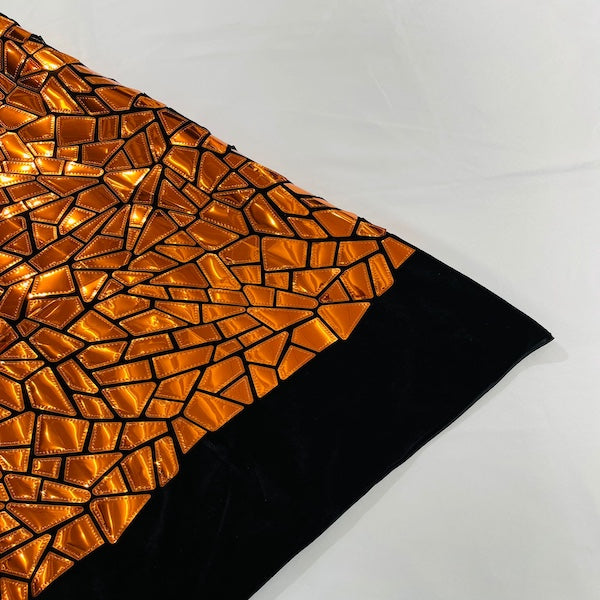 Shattered Glassed Metallic Foil Stretch Velvet Fabric
