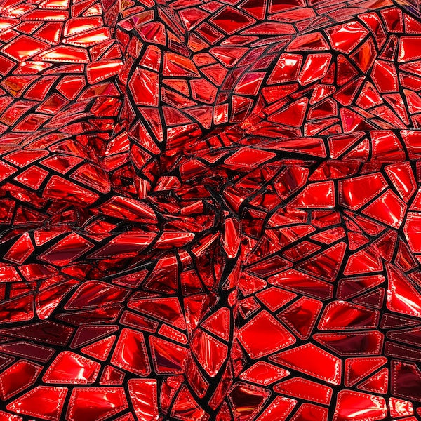 Shattered Glassed Metallic Foil Stretch Velvet Fabric