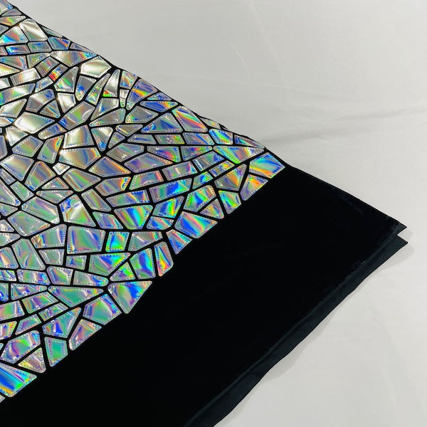 Shattered Glassed Metallic Foil Stretch Velvet Fabric
