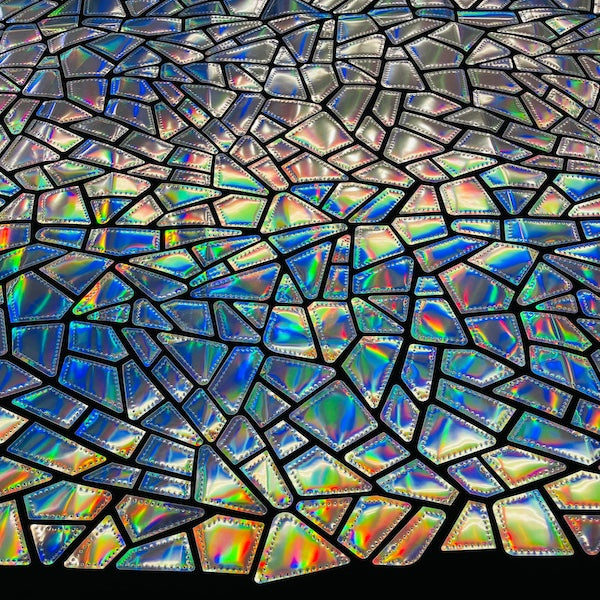 Shattered Glassed Metallic Foil Stretch Velvet Fabric