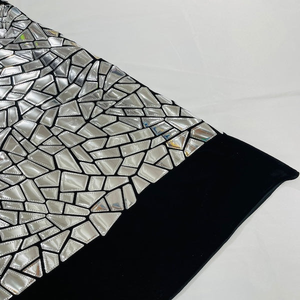 Shattered Glassed Metallic Foil Stretch Velvet Fabric