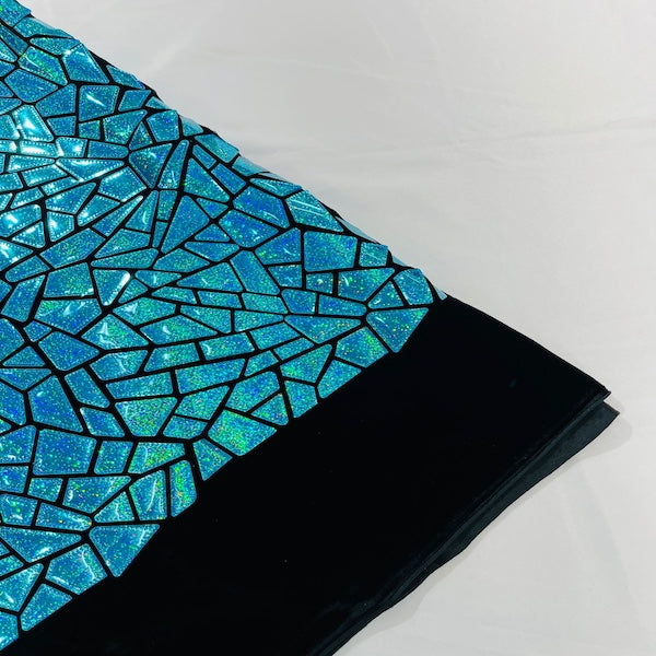 Shattered Glassed Metallic Foil Stretch Velvet Fabric