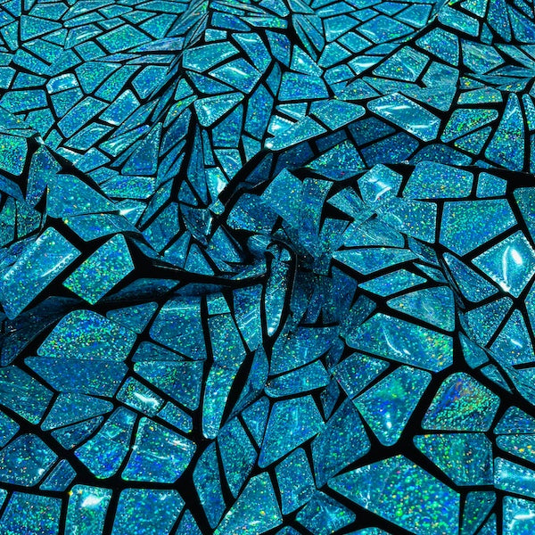 Shattered Glassed Metallic Foil Stretch Velvet Fabric