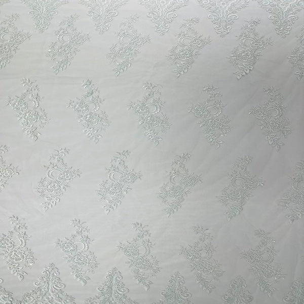 Helena Floral Beaded Lace Fabric - Fashion Fabrics LLC
