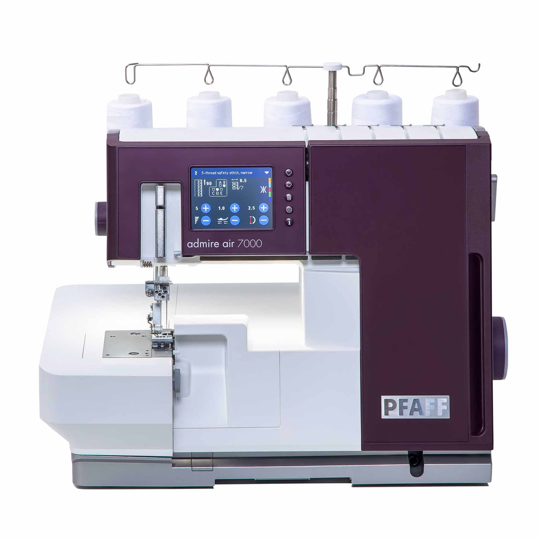 PFAFF® admire™ air 7000 Purple Coverlock Machine - Fashion Fabrics LLC