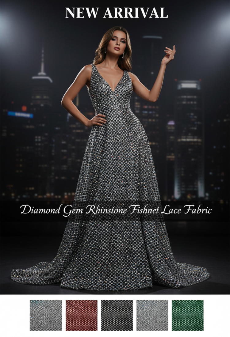 Diamond Gem Silver Rhinestone Mobile Banner