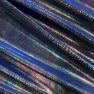 Navy Blue Venom Snake Skin Stretch Velvet Iridescent Spandex Fabric - Fashion Fabrics Los Angeles