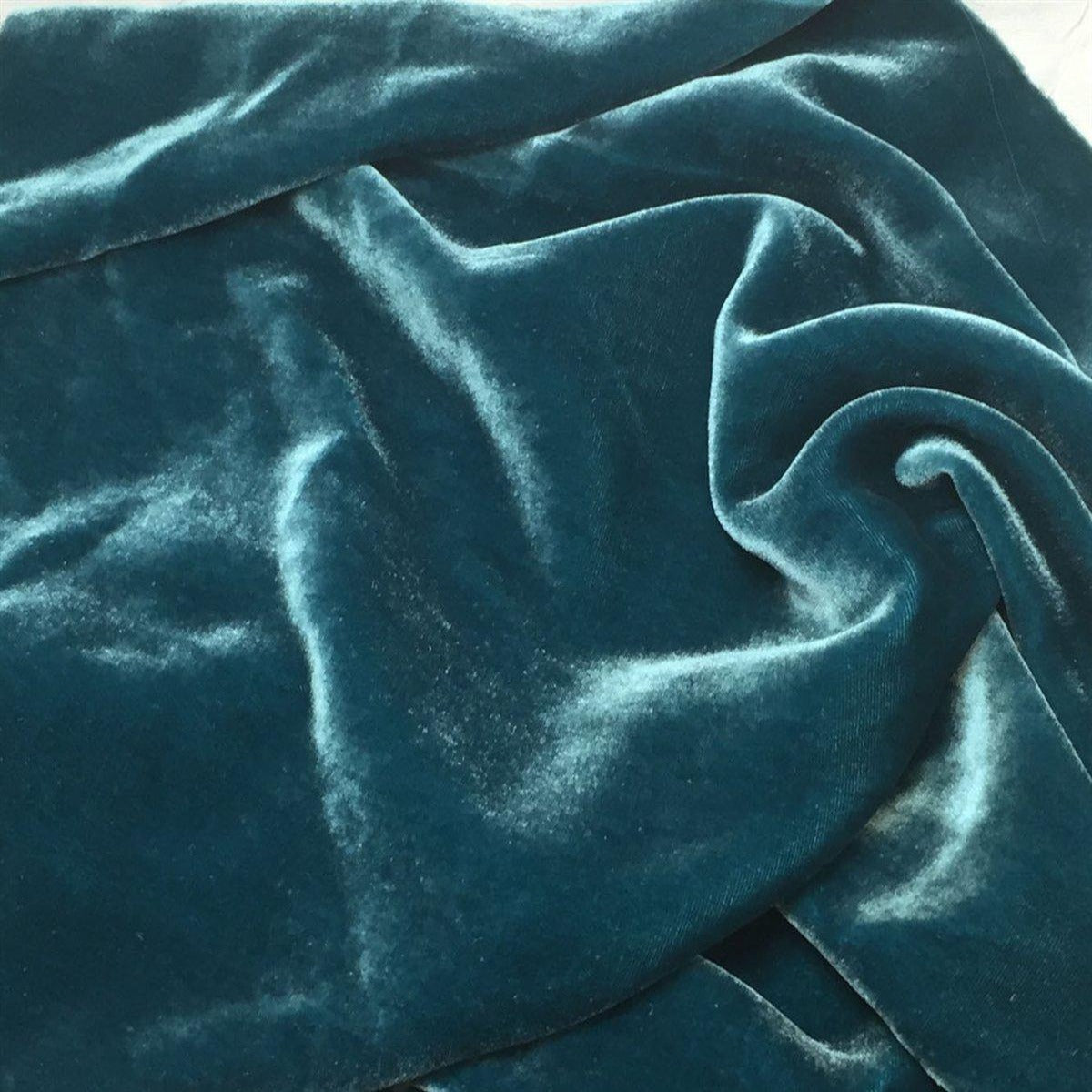 Teal Silk Velvet Fabric - Fashion Fabrics Los Angeles