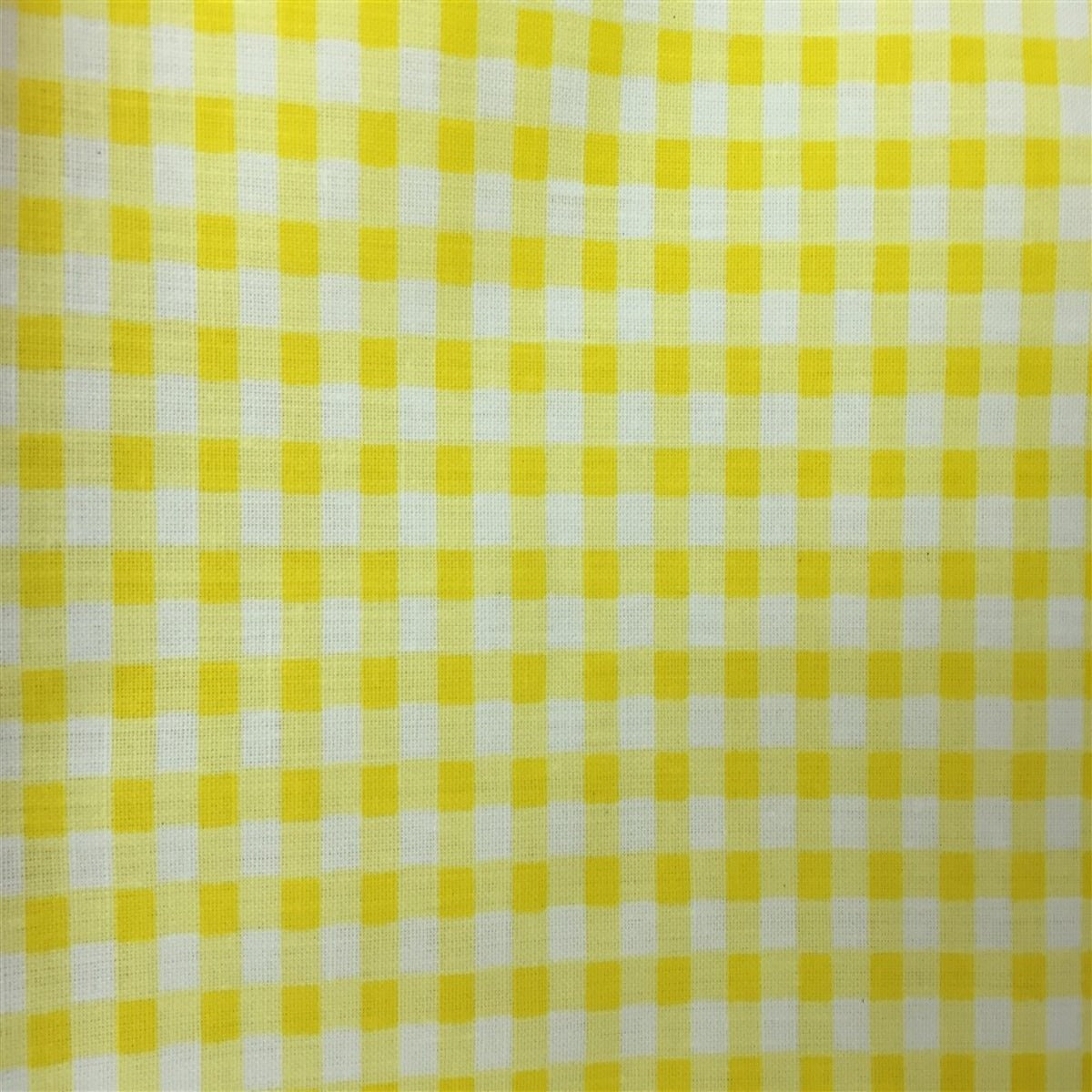 Yellow White Gingham Checkered Poly Cotton Fabric - Fashion Fabrics Los Angeles 