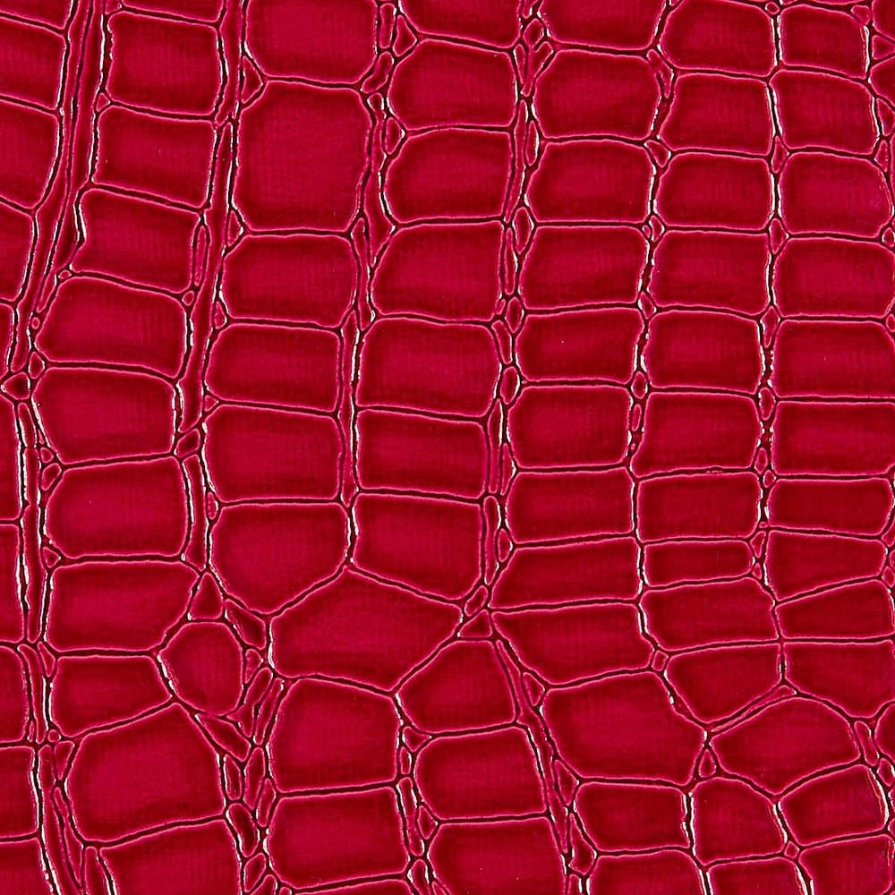 Crocodile Faux Leather Vinyl - Red - Fabric 3D Scales Vinyl Crocodile Sold  By Yard