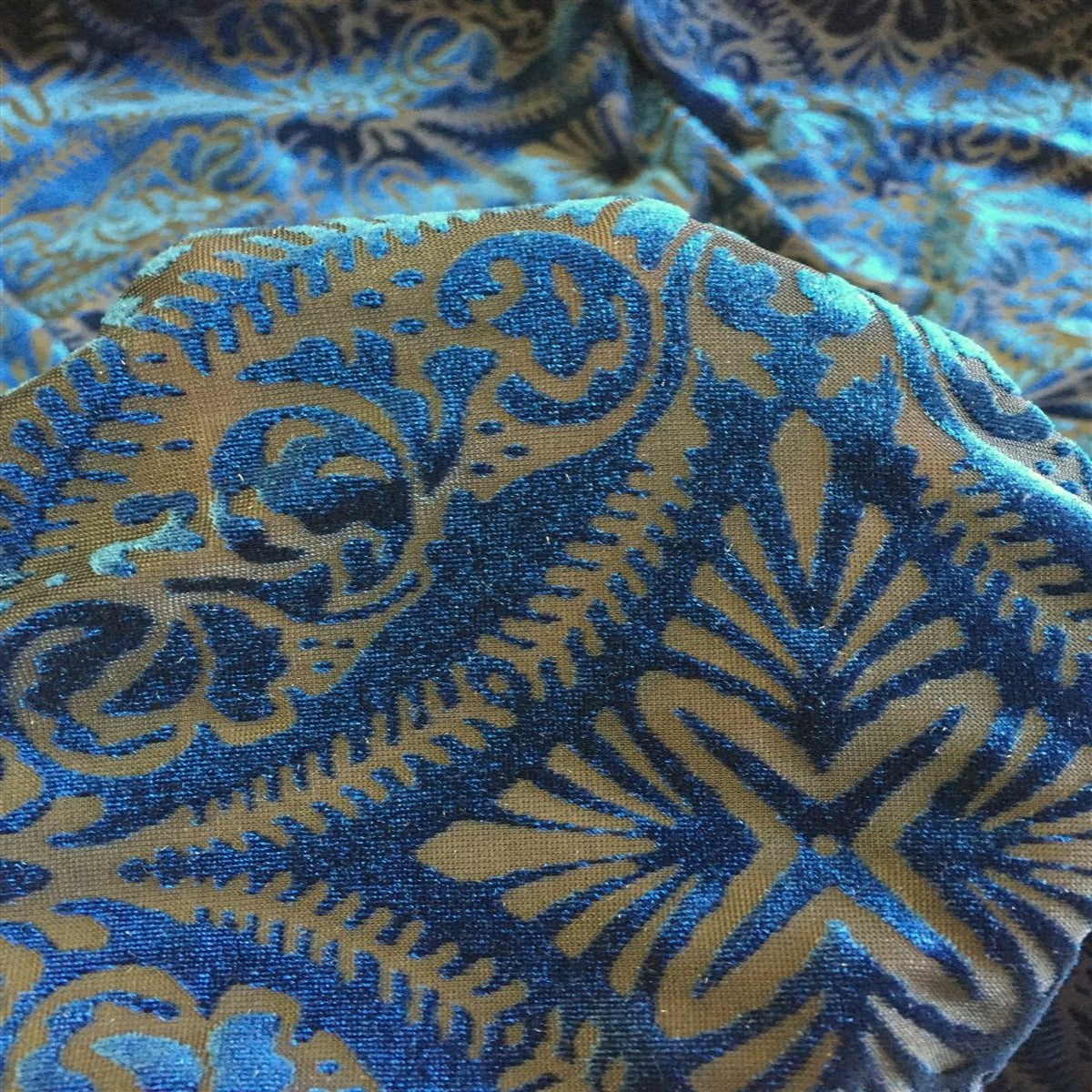 Blue Lili Burnout Stretch Velvet Spandex Fabric - Fashion Fabrics Los Angeles