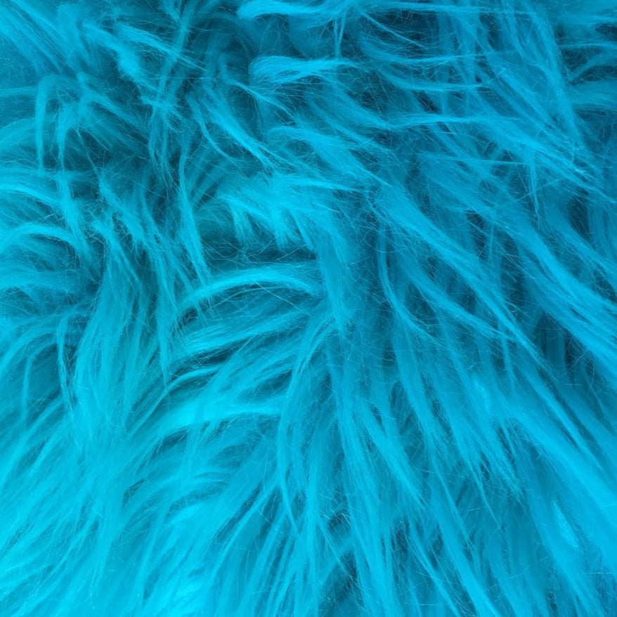 Turquoise Luxury Long Pile Shaggy Faux Fur Fabric - Fashion Fabrics Los Angeles