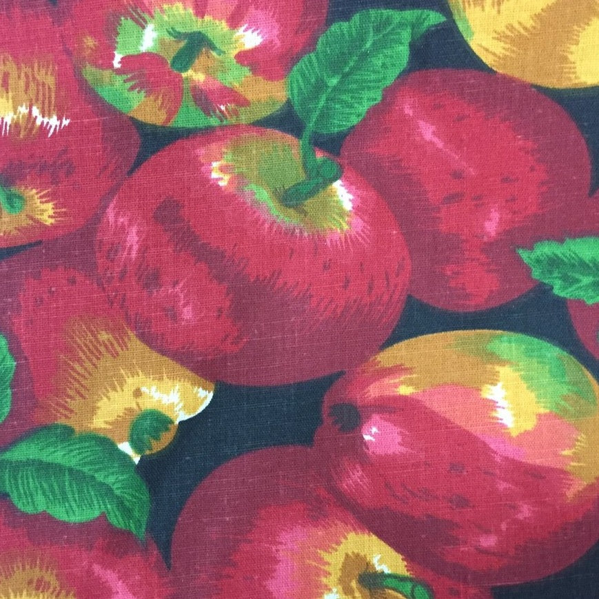Black Apple Print Poly Cotton Fabric - Fashion Fabrics Los Angeles