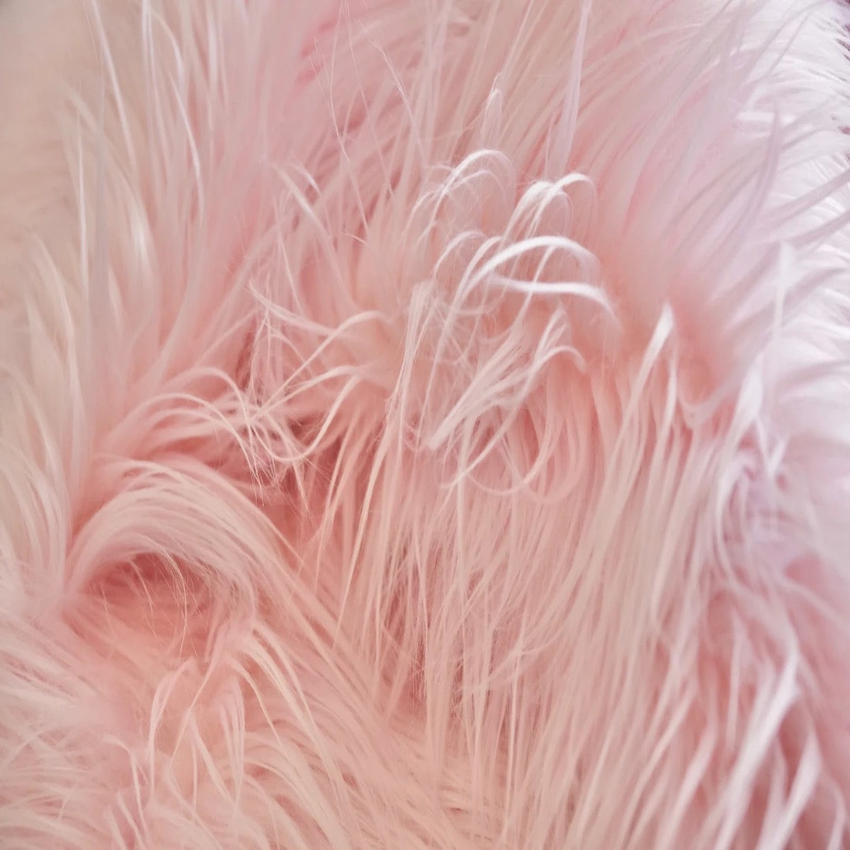 Light Pink Shaggy Long Pile Faux Fur Fabric (4") - Fashion Fabrics LLC