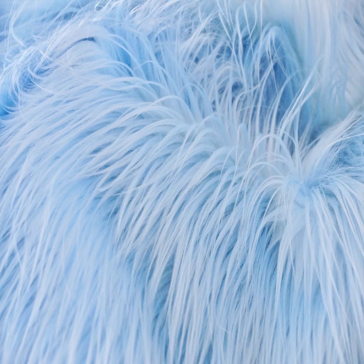 Baby Blue Shaggy Long Pile Faux Fur Fabric (4") - Fashion Fabrics LLC