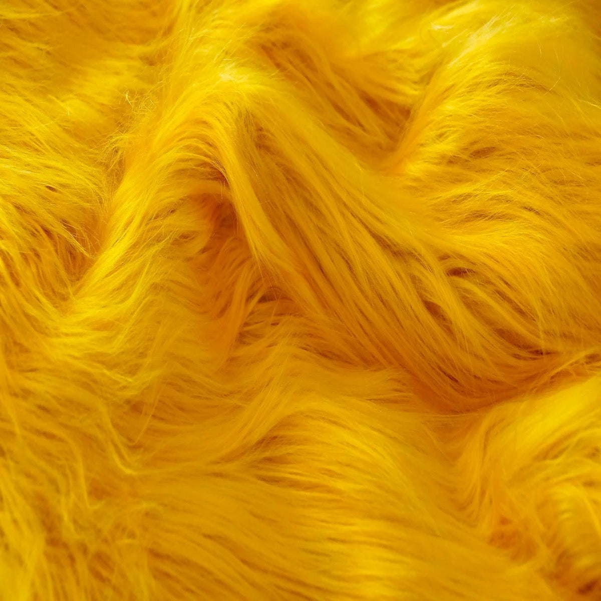 Canary Yellow Shaggy Long Pile Faux Fur Fabric (4") - Fashion Fabrics LLC