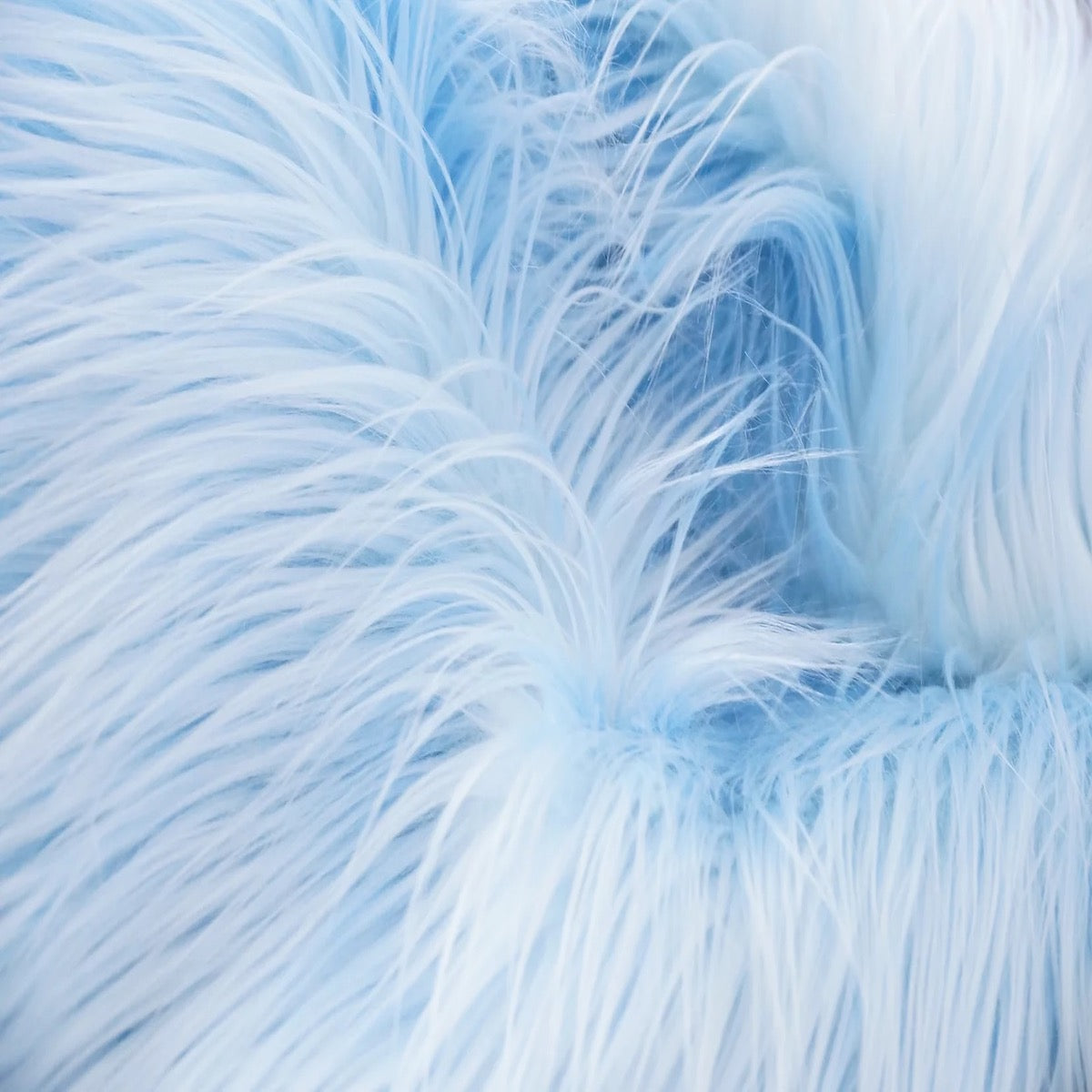Baby Blue Shaggy Long Pile Faux Fur Fabric (4") - Fashion Fabrics LLC