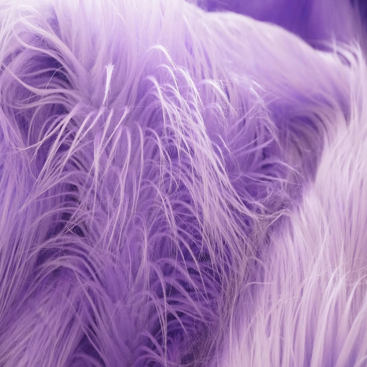 Lavender Purple Shaggy Long Pile Faux Fur Fabric (4") - Fashion Fabrics LLC