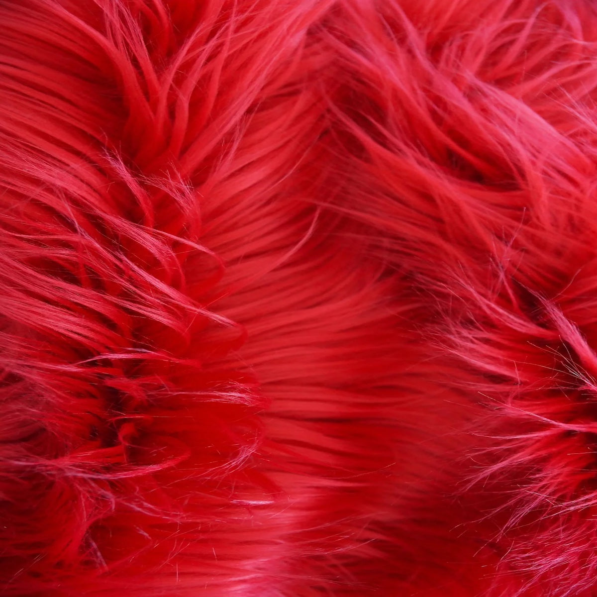 Red Shaggy Long Pile Faux Fur Fabric (4") - Fashion Fabrics LLC