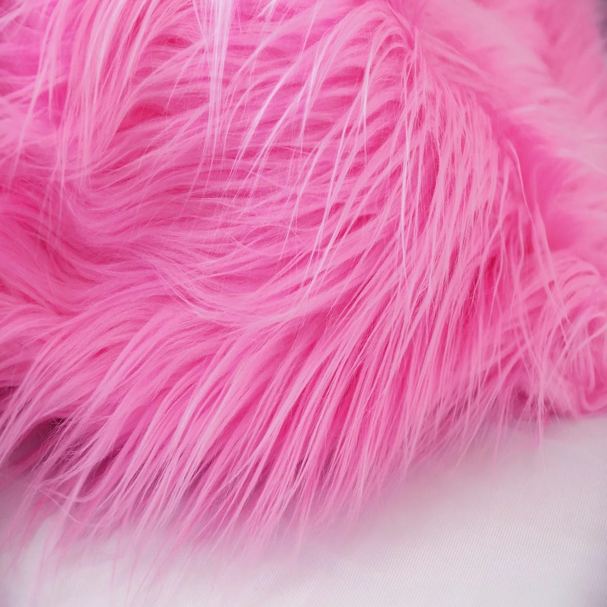 Pink Shaggy Long Pile Faux Fur Fabric (4") - Fashion Fabrics LLC
