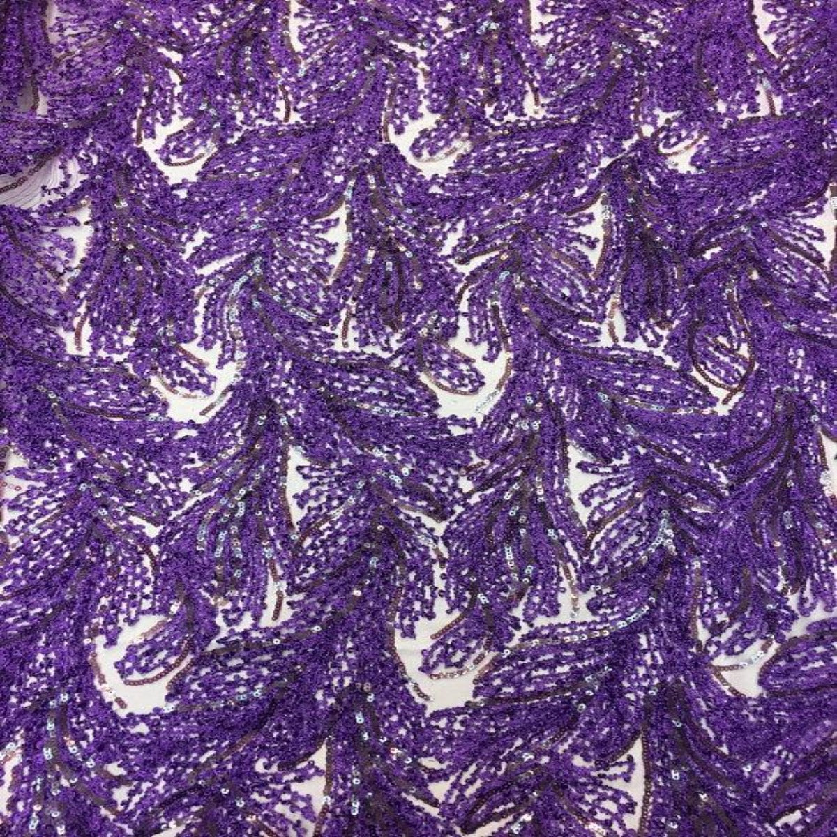 Purple Cozy Pop Thread Floral Sequins Lace Fabric - Fashion Fabrics LLC