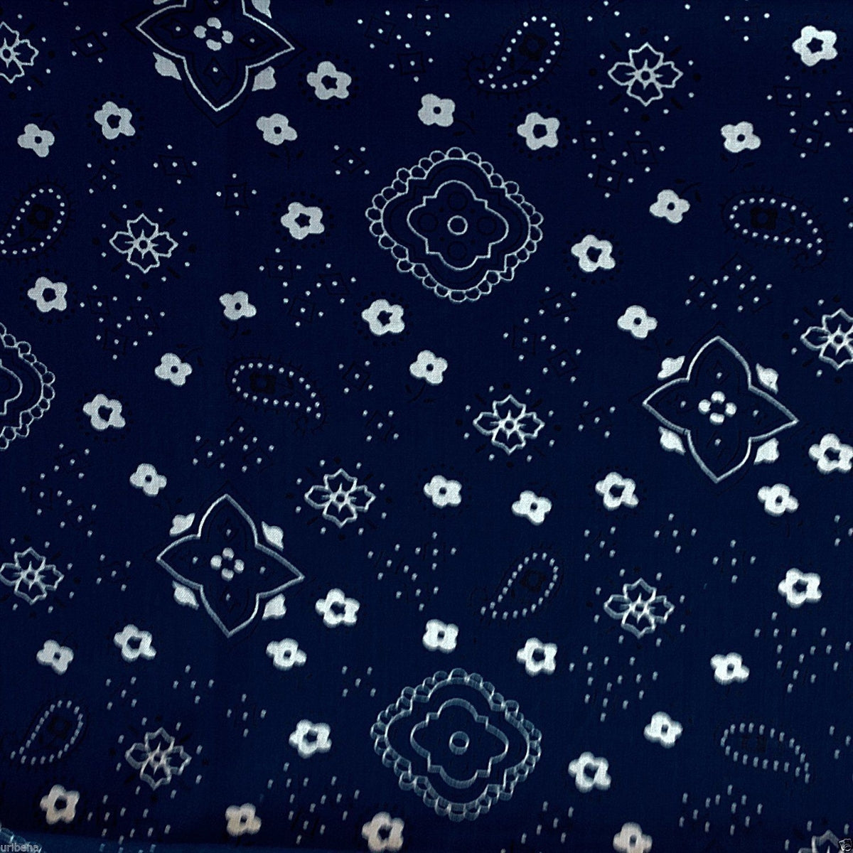 Navy Blue Bandanna Print Poly Cotton Fabric - Fashion Fabrics Los Angeles