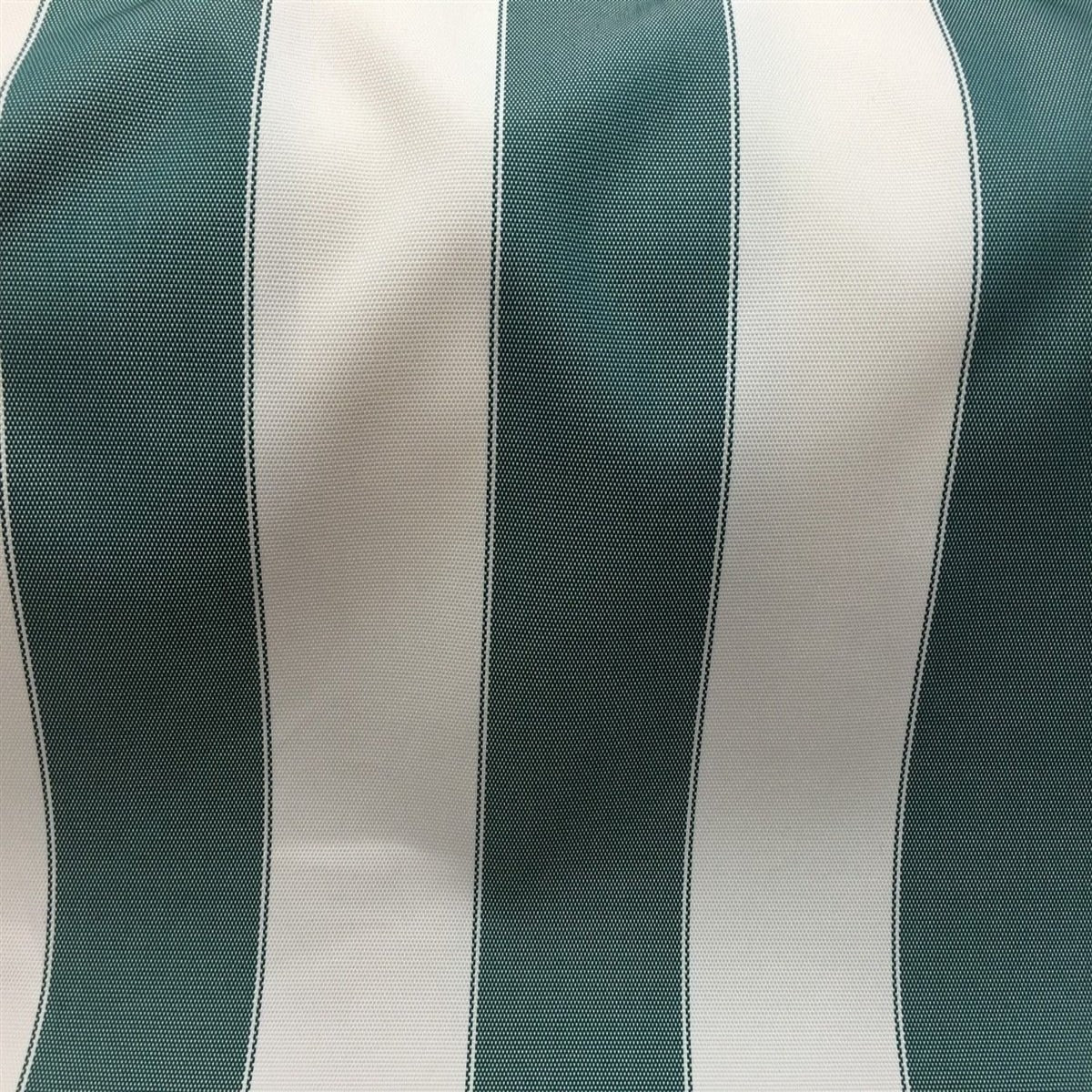 Hunter Green Ivory Striped Outdoor Canvas Fabric - Fashion Fabrics Los Angeles