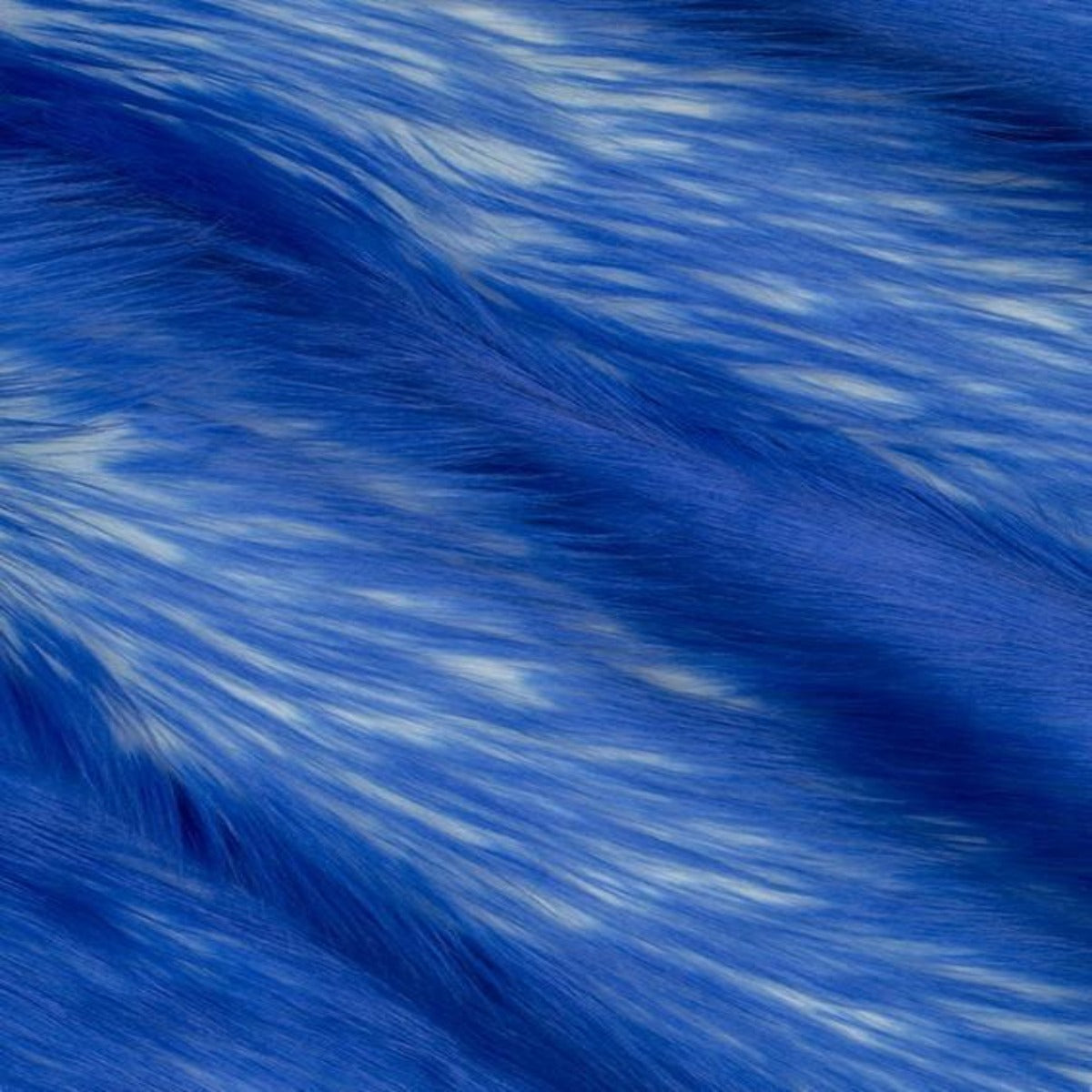 Royal Blue | White Luxury Faux Fur Shag Fabric - Fashion Fabrics Los Angeles