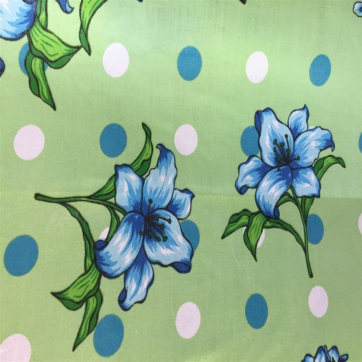 Green Lily Flowers Poly Cotton Fabric - Fashion Fabrics Los Angeles