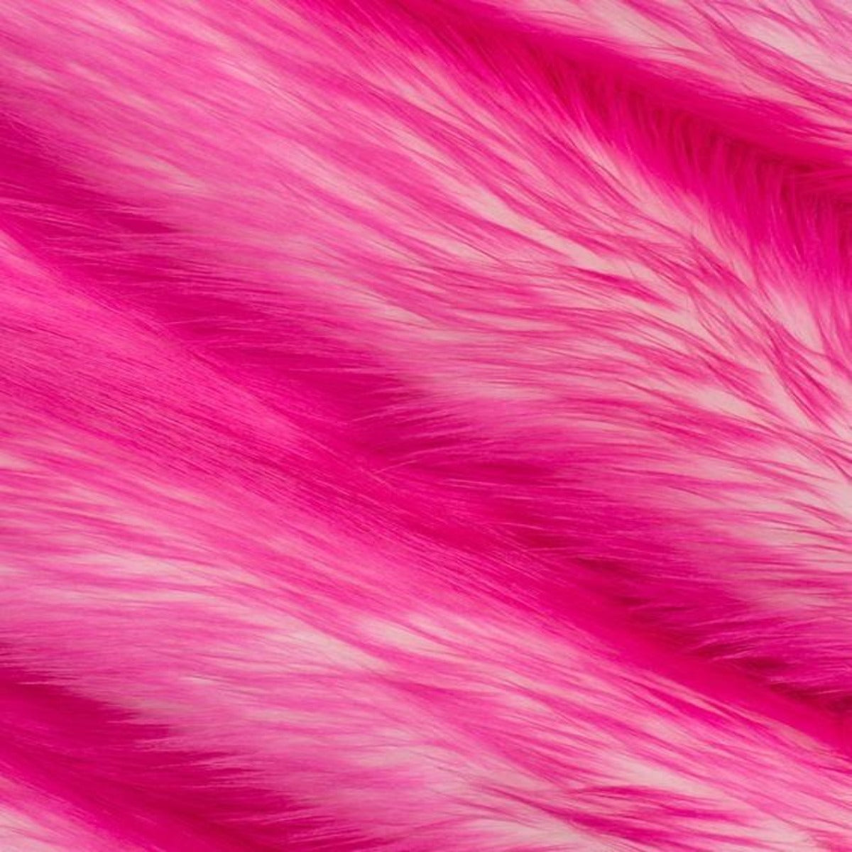Fuchsia | White Luxury Faux Fur Shag Fabric - Fashion Fabrics Los Angeles