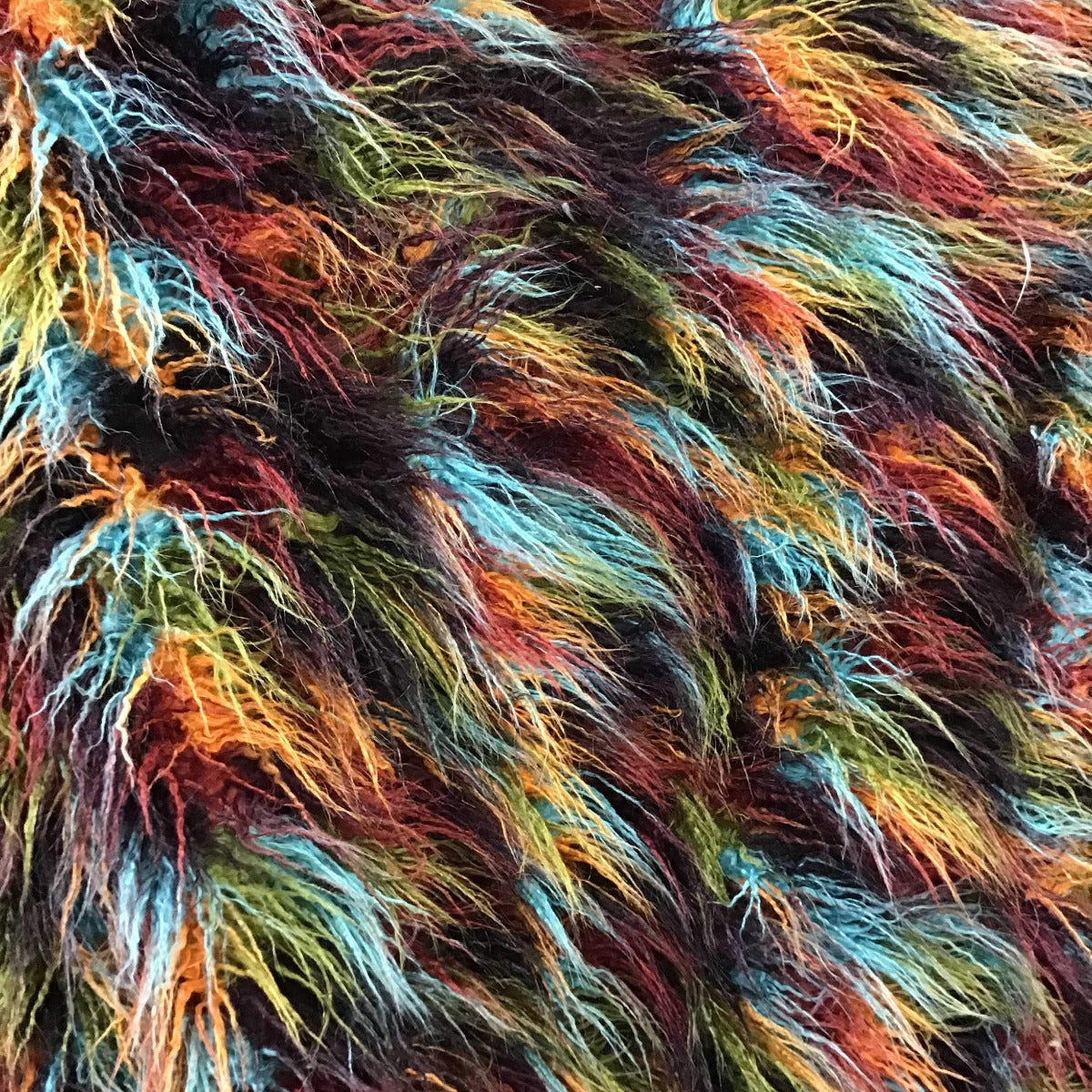 Rainbow 2 Multicolor Curly Long Pile Faux Fur Fabric - Fashion Fabrics Los Angeles