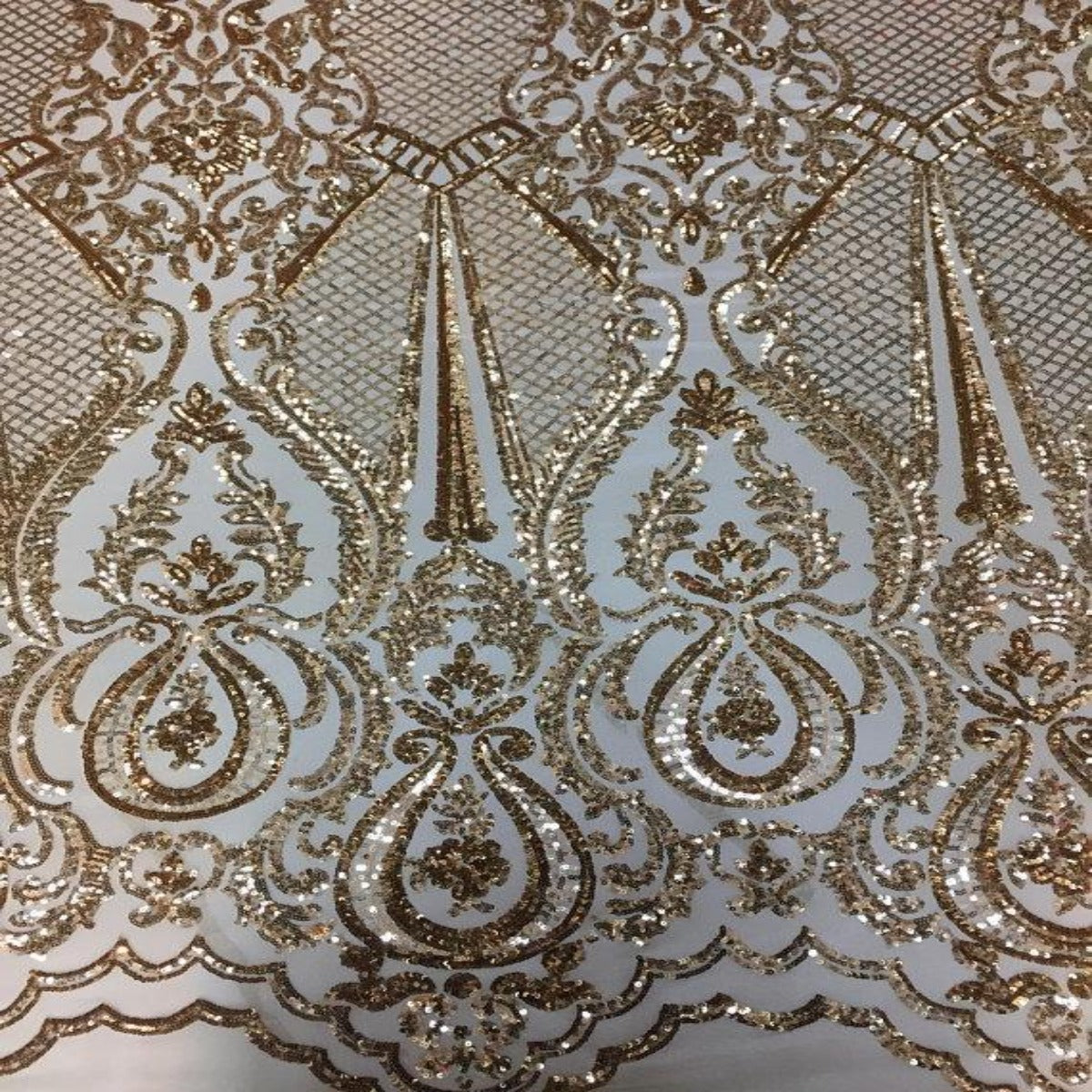 Gold Chantal Deluxe Sequins Lace Fabric - Fashion Fabrics LLC